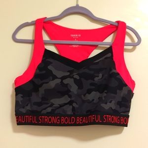 Torrid Active Neon Pink & Camo Racerback Sports Bra